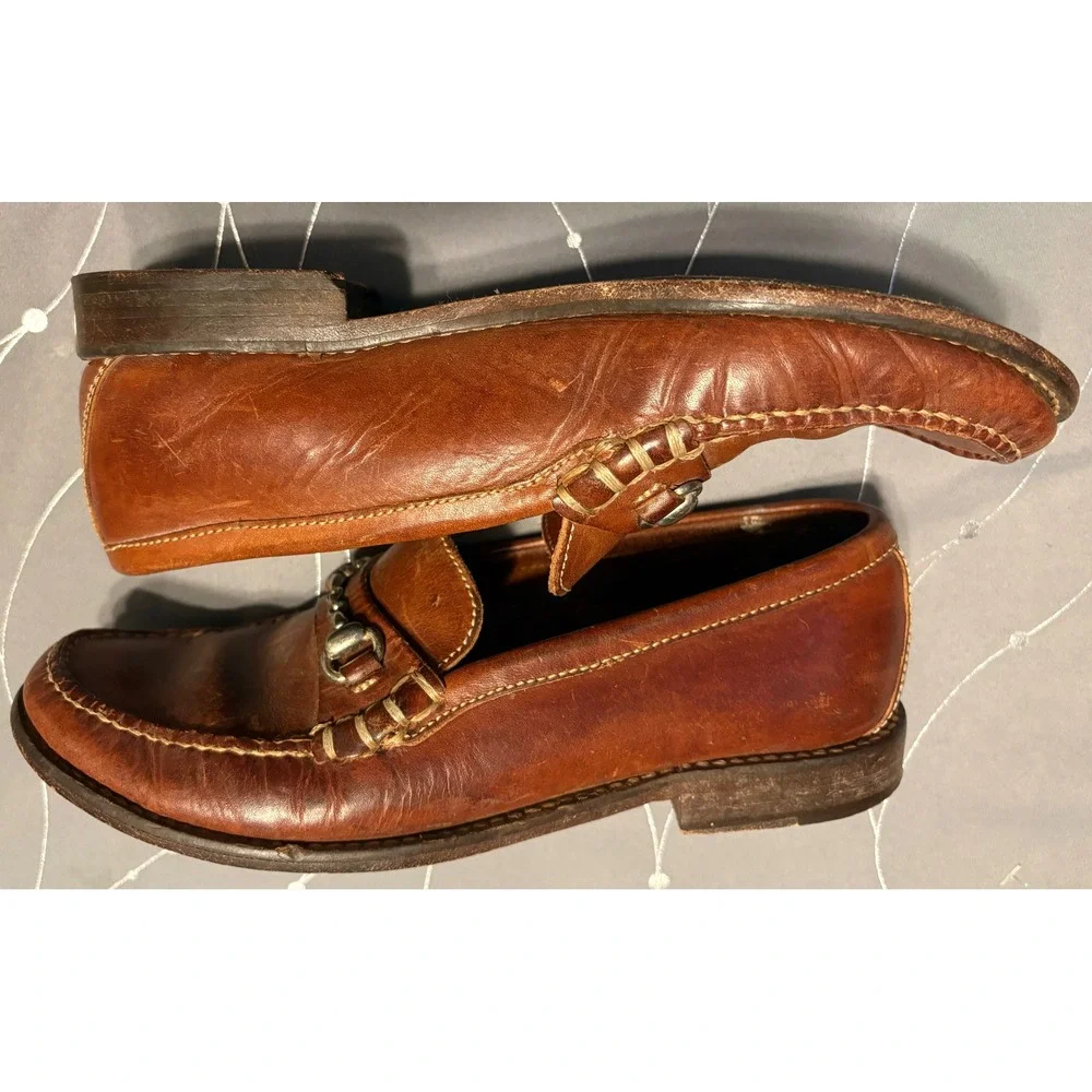 Cole Haan Country Womens Tan Leather Bit Loafers Moc Toe Shoes 7.5 AA Narrow